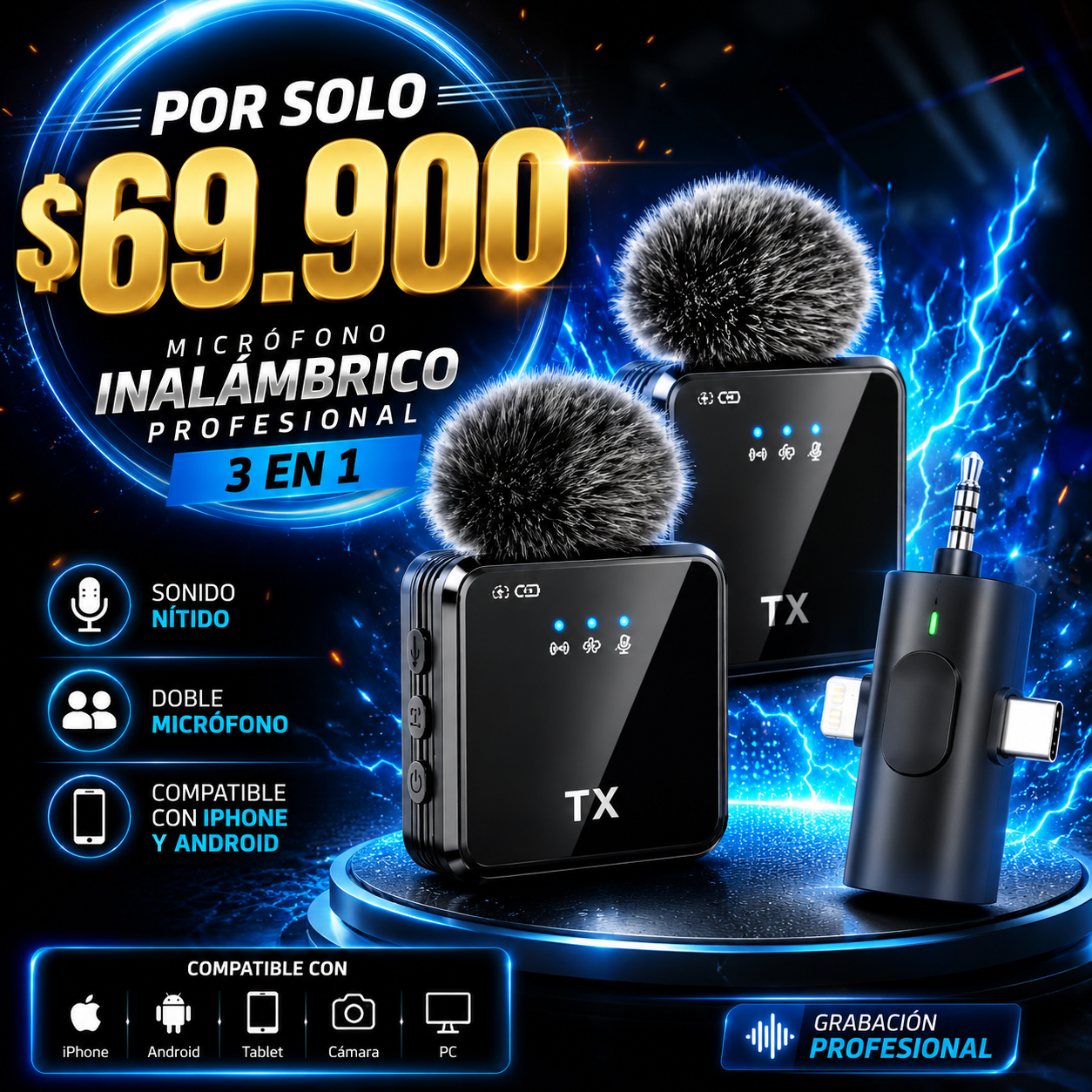 Micrófono Inalámbrico de Solapa