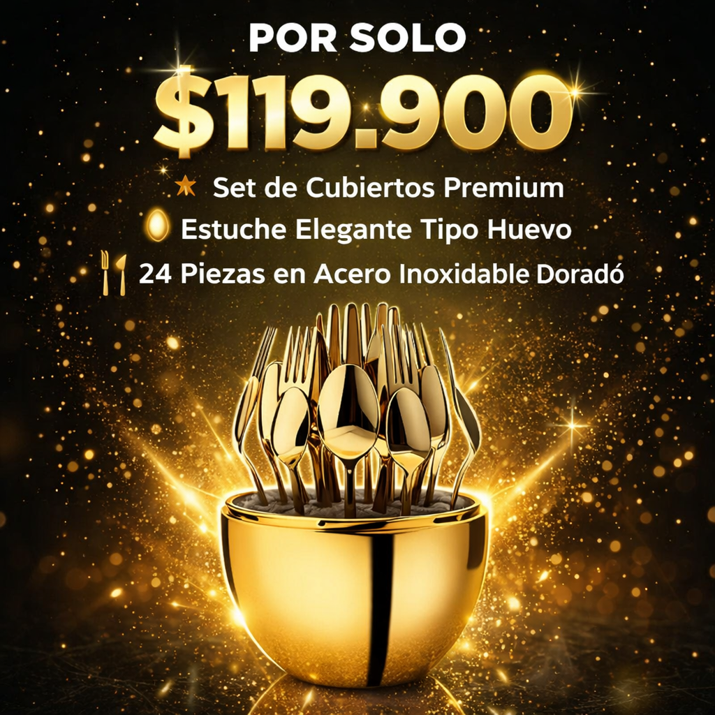🍽 Dale A Tu Mesa Un Toque De Lujo - Set de cubiertos dorado