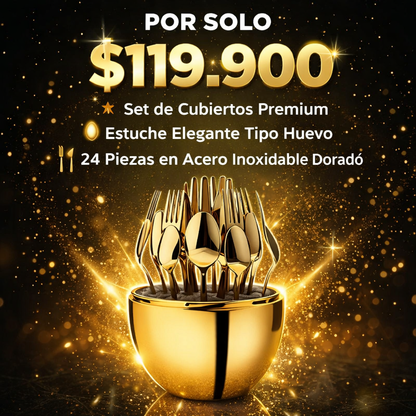 🍽 Dale A Tu Mesa Un Toque De Lujo - Set de cubiertos dorado
