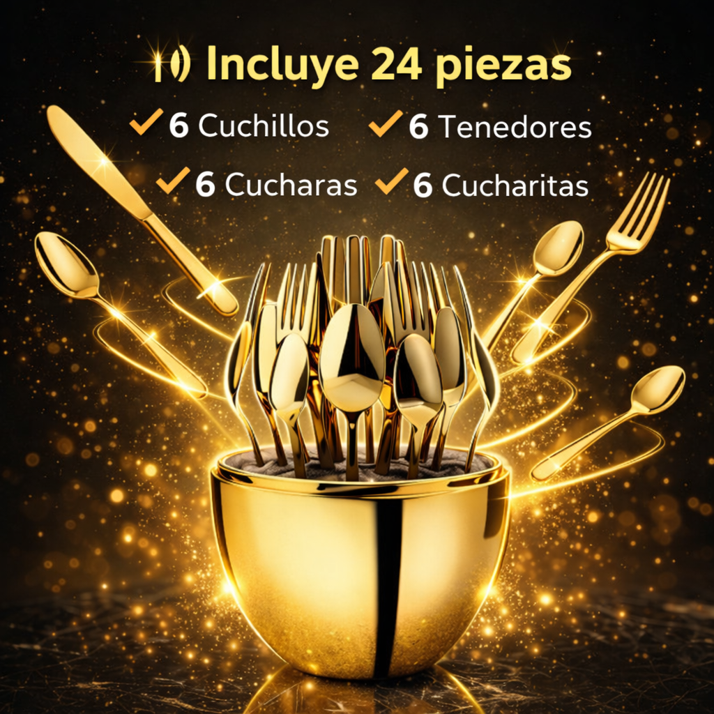 🍽 Dale A Tu Mesa Un Toque De Lujo - Set de cubiertos dorado