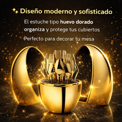 🍽 Dale A Tu Mesa Un Toque De Lujo - Set de cubiertos dorado
