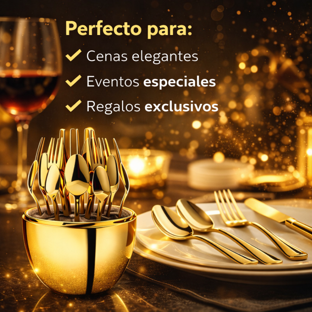 🍽 Dale A Tu Mesa Un Toque De Lujo - Set de cubiertos dorado