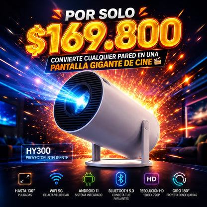 Proyector Portátil HY300 Smart WiFi Bluetooth con Magis