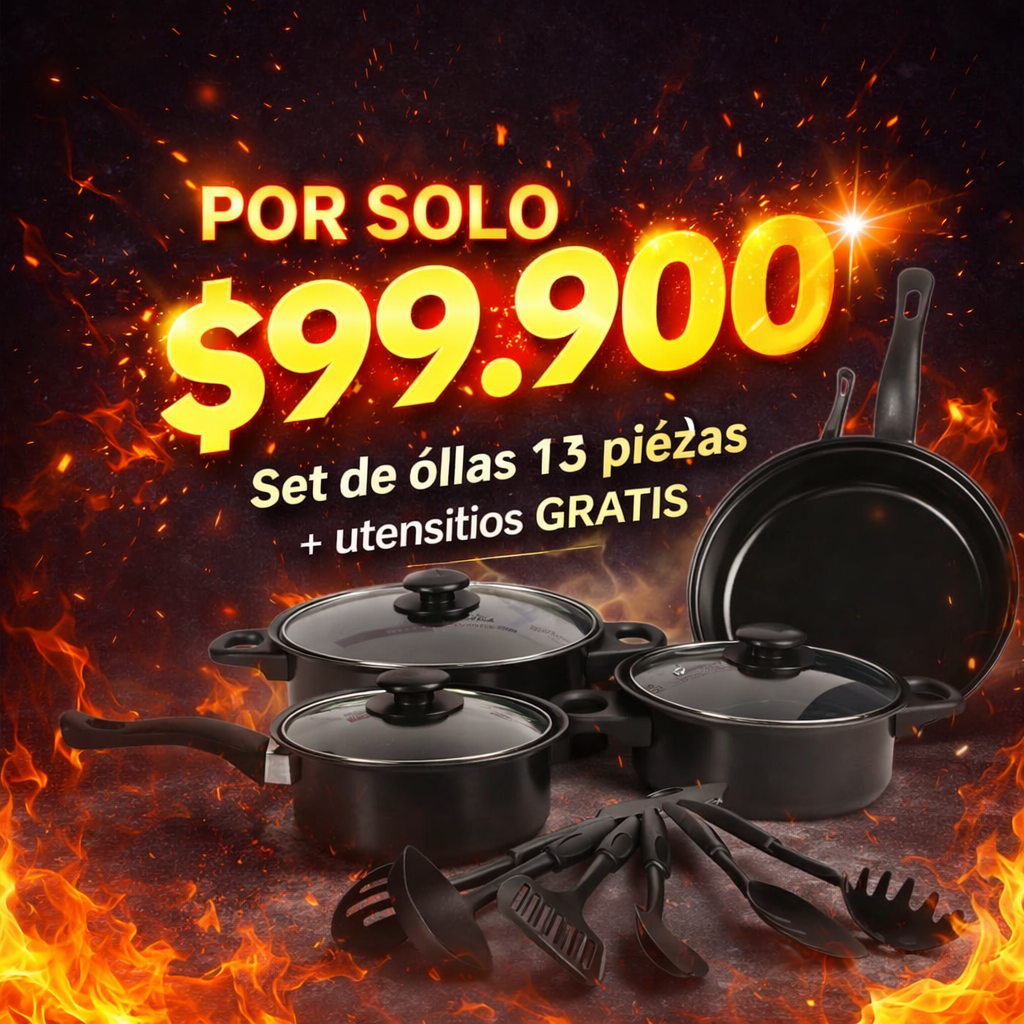 ⚡ El set más completo al mejor precio - Juego de ollas + utensilios de cocina de 13 piezas