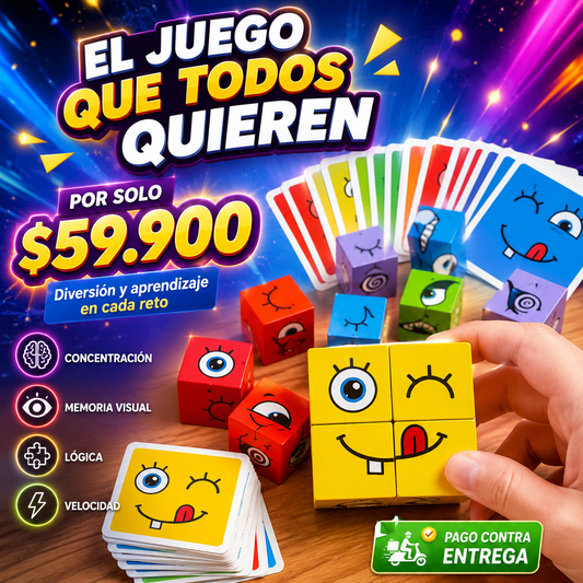 🧩 Juego Didáctico - Cubos Mágicos de Caritas, Juego de Velocidad Mental