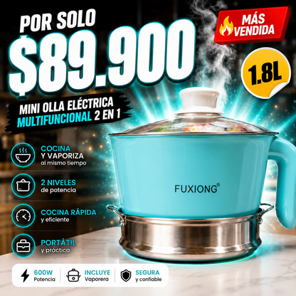 ✨ Lo Más Top En Mini Ollas Eléctricas - Olla Eléctrica Multifuncional 2 en 1 con Vaporera