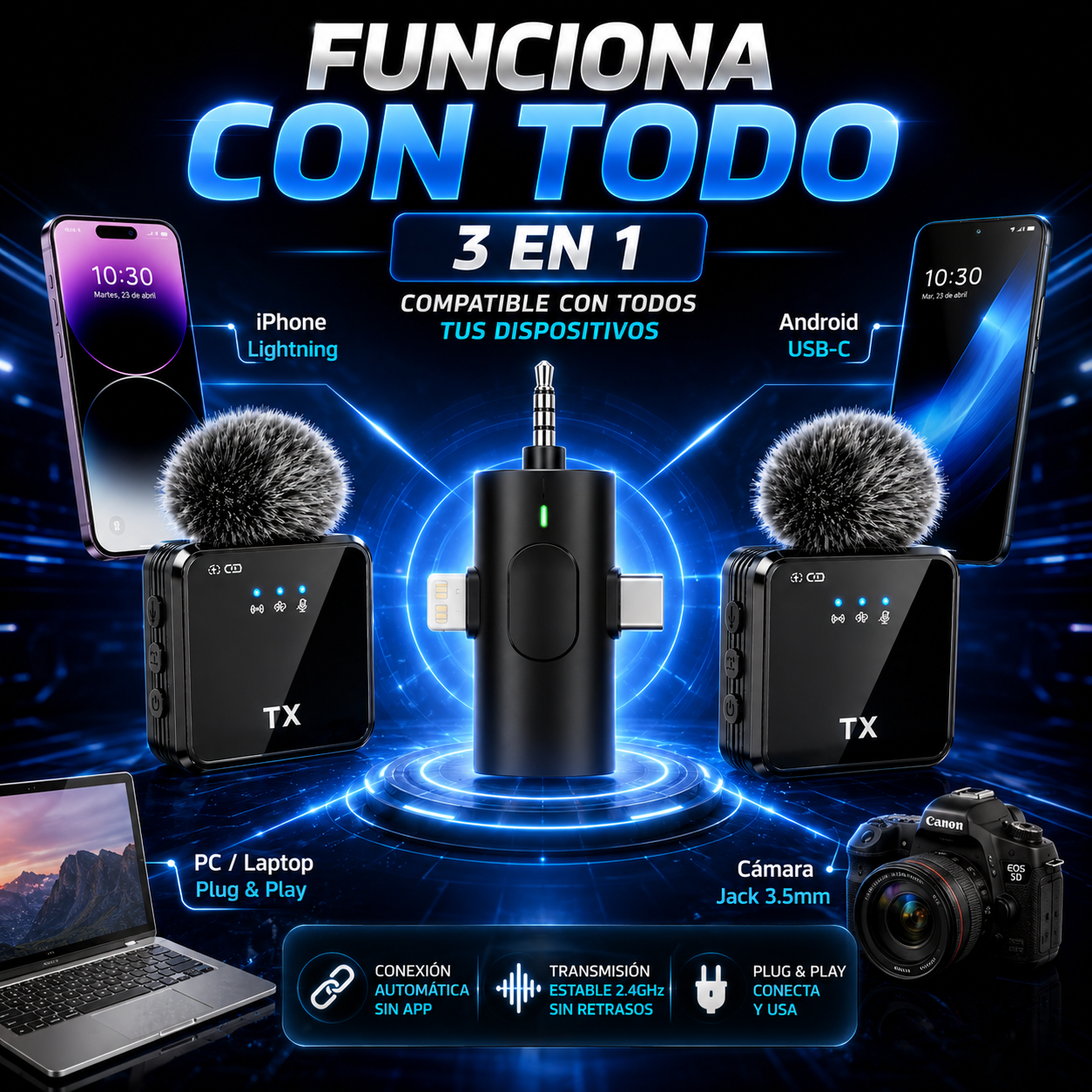 Micrófono Inalámbrico de Solapa