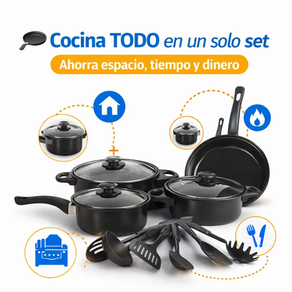 ⚡ El set más completo al mejor precio - Juego de ollas + utensilios de cocina de 13 piezas