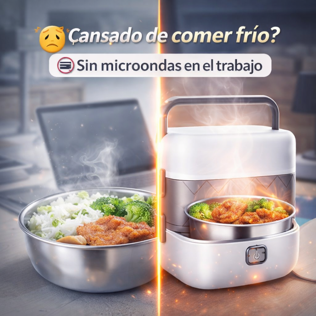 Calienta tu comida en minutos sin microondas - Lonchera eléctrica portátil