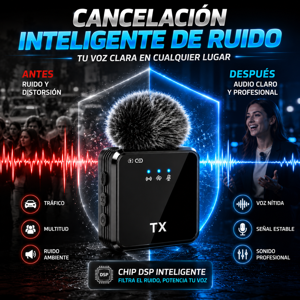 Micrófono Inalámbrico de Solapa