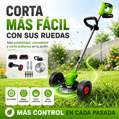 Corta tu césped fácil con la Guadaña Portátil Recargable con Ruedas