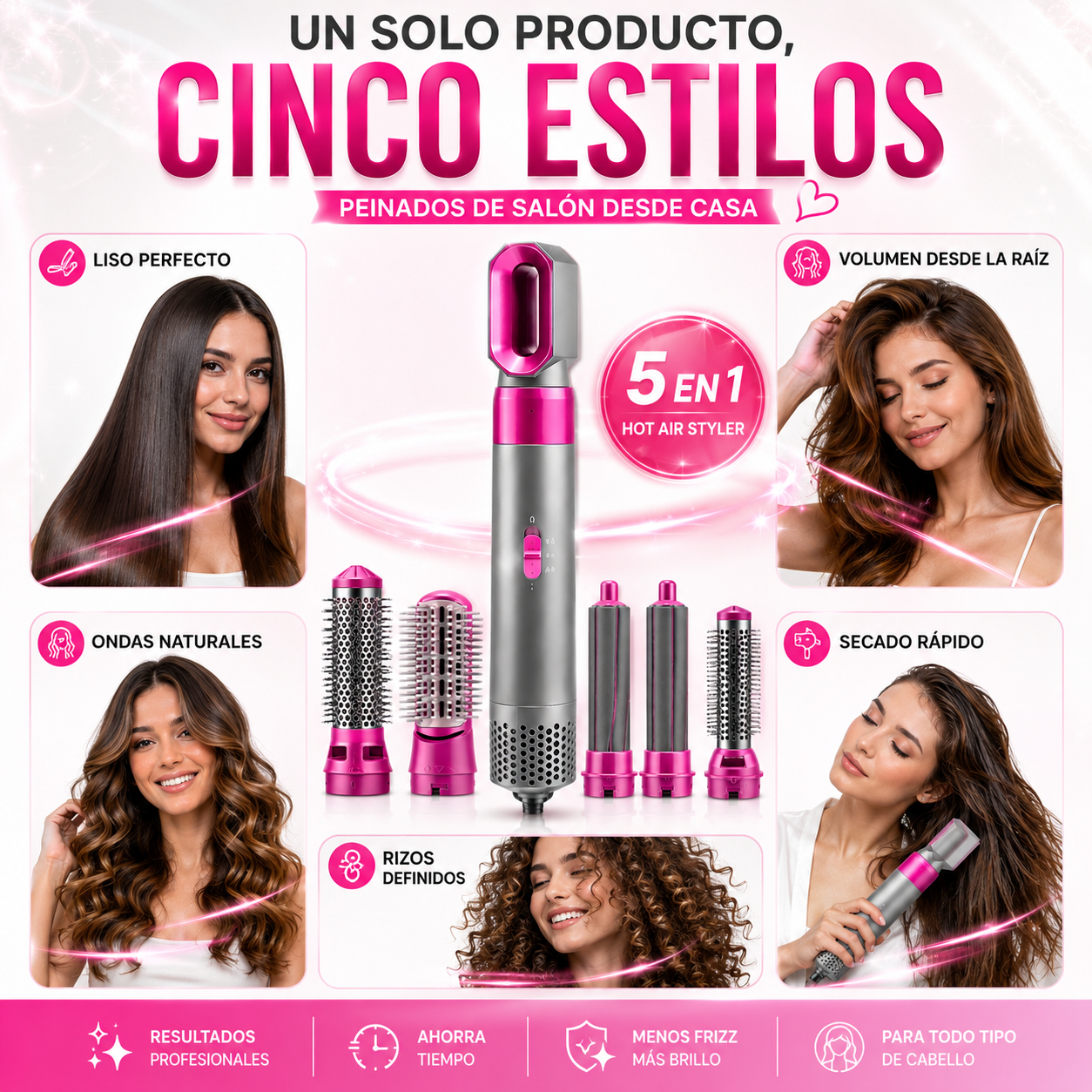 ✨ Cepillo secador 5 en 1
