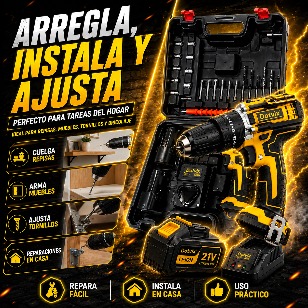IDEAL PARA INSTALAR, ARMAR Y REPARAR - MINI TALADRO