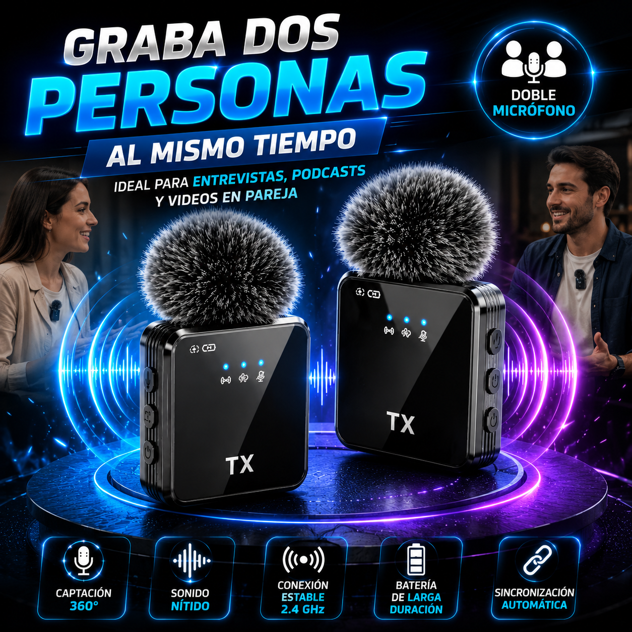 Micrófono Inalámbrico de Solapa