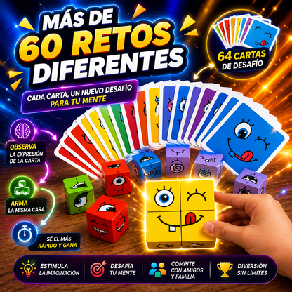 🧩 Juego Didáctico - Cubos Mágicos de Caritas, Juego de Velocidad Mental