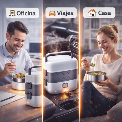 Calienta tu comida en minutos sin microondas - Lonchera eléctrica portátil