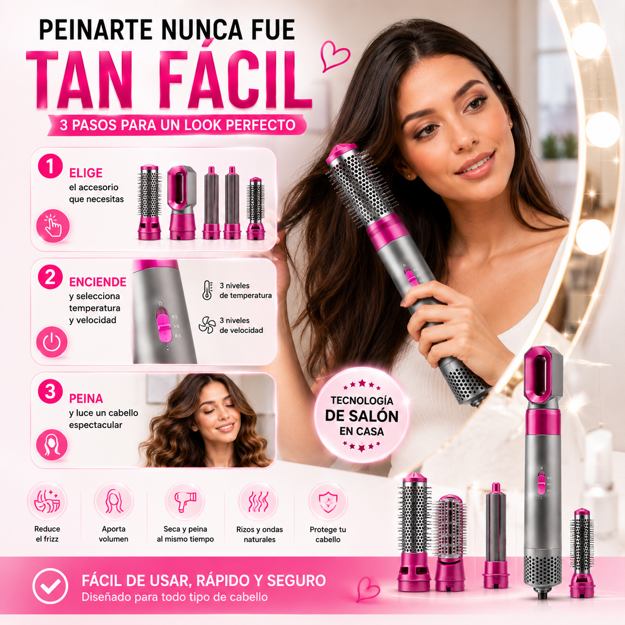 ✨ Cepillo secador 5 en 1