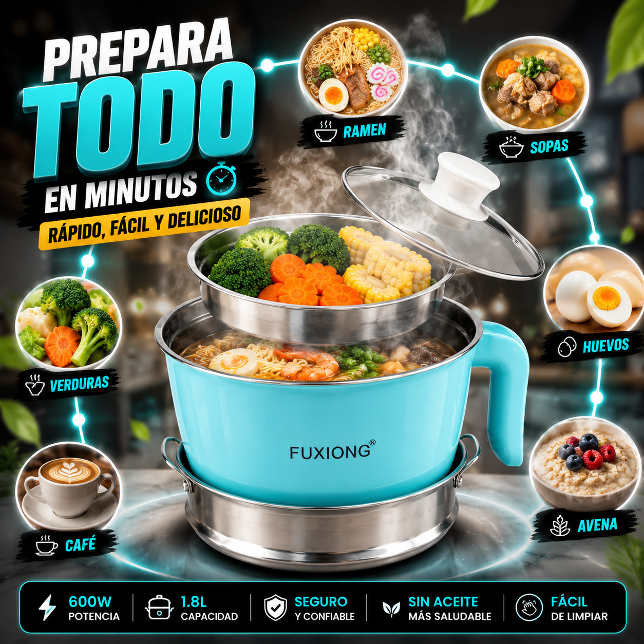 ✨ Lo Más Top En Mini Ollas Eléctricas - Olla Eléctrica Multifuncional 2 en 1 con Vaporera