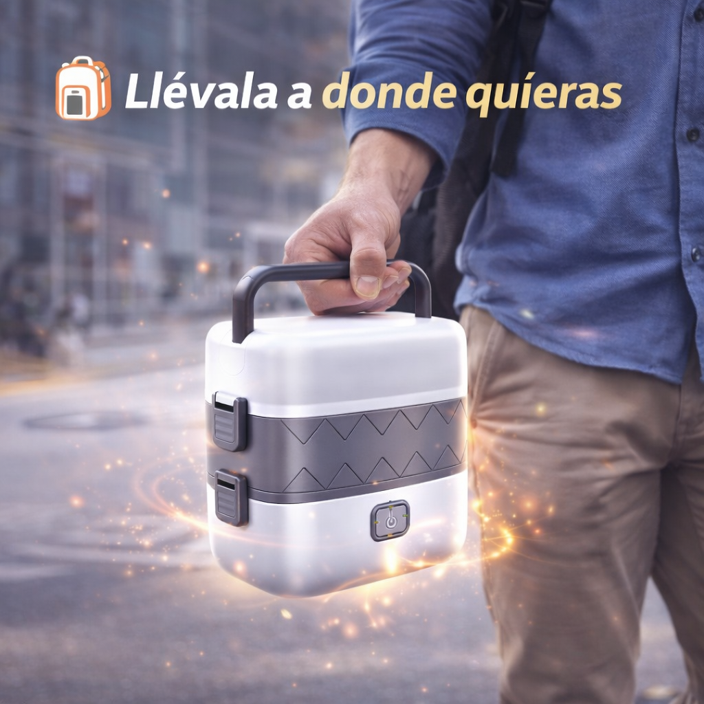 Calienta tu comida en minutos sin microondas - Lonchera eléctrica portátil