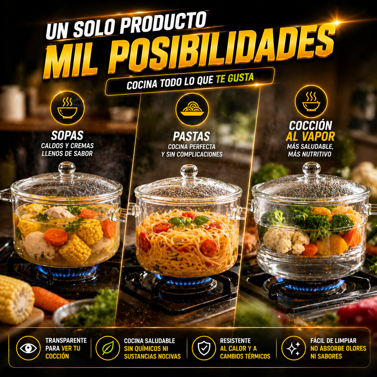 🏆 La olla que tu cocina estaba necesitando - Olla de vidrio 1.5 litros