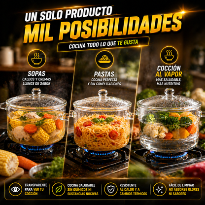 🏆 La olla que tu cocina estaba necesitando - Olla de vidrio 1.5 litros