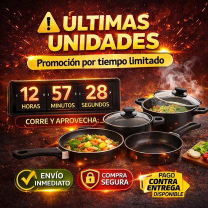 ⚡ El set más completo al mejor precio - Juego de ollas + utensilios de cocina de 13 piezas