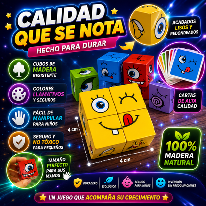 🧩 Juego Didáctico - Cubos Mágicos de Caritas, Juego de Velocidad Mental