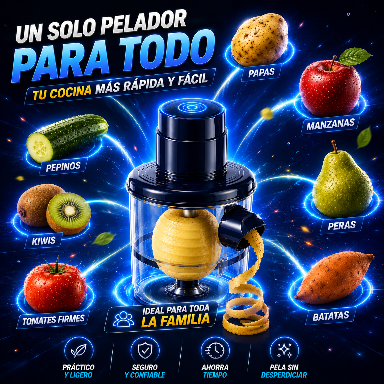 Pelador Eléctrico Automático de Frutas y Verduras