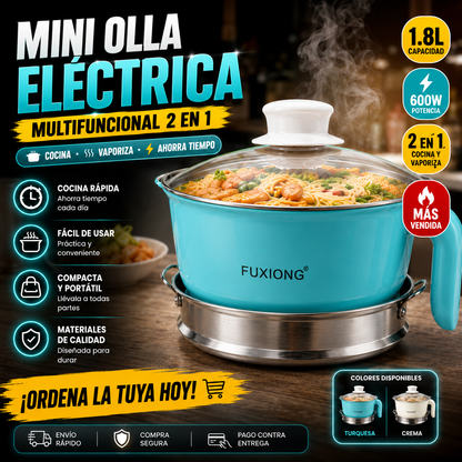 ✨ Lo Más Top En Mini Ollas Eléctricas - Olla Eléctrica Multifuncional 2 en 1 con Vaporera