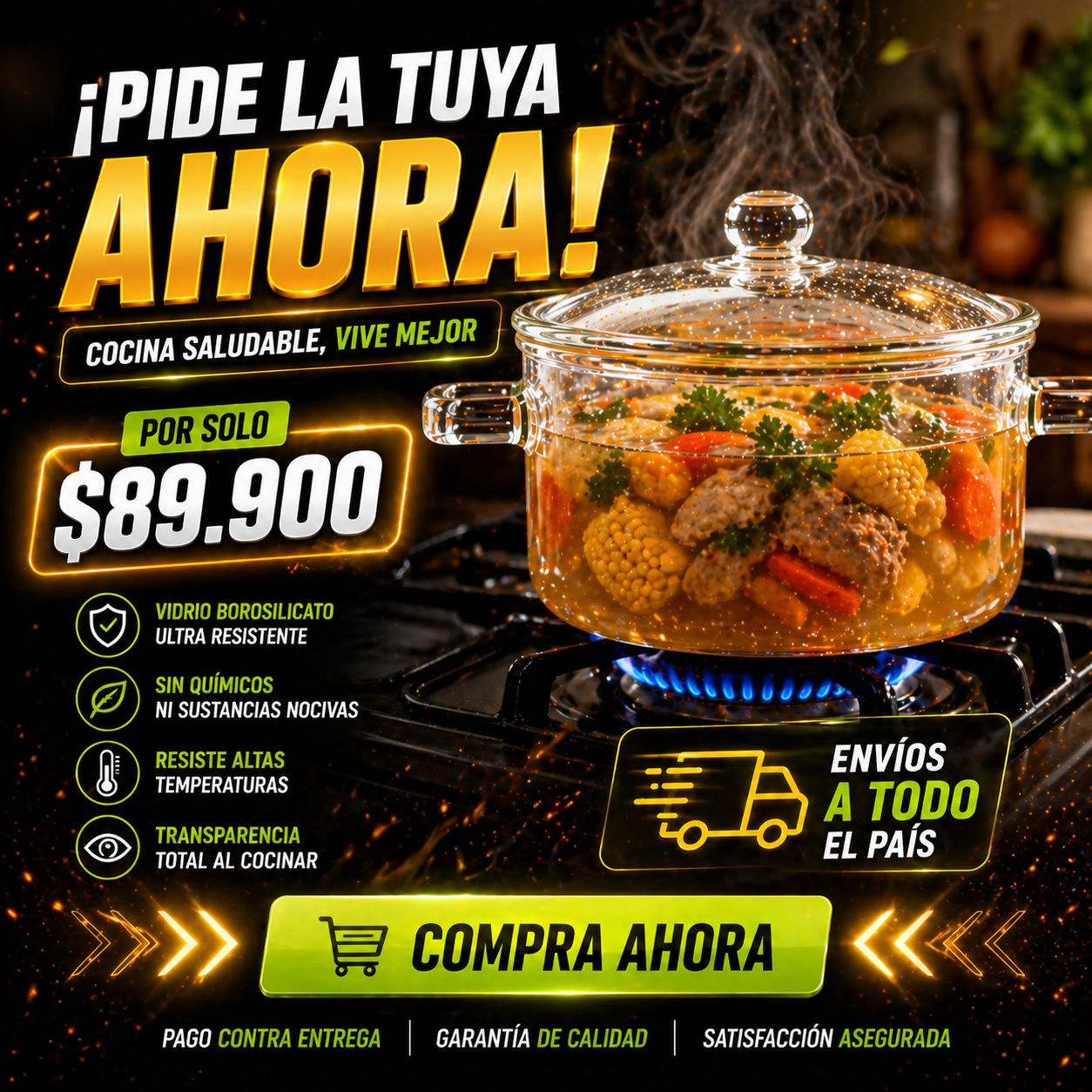 🏆 La olla que tu cocina estaba necesitando - Olla de vidrio 1.5 litros