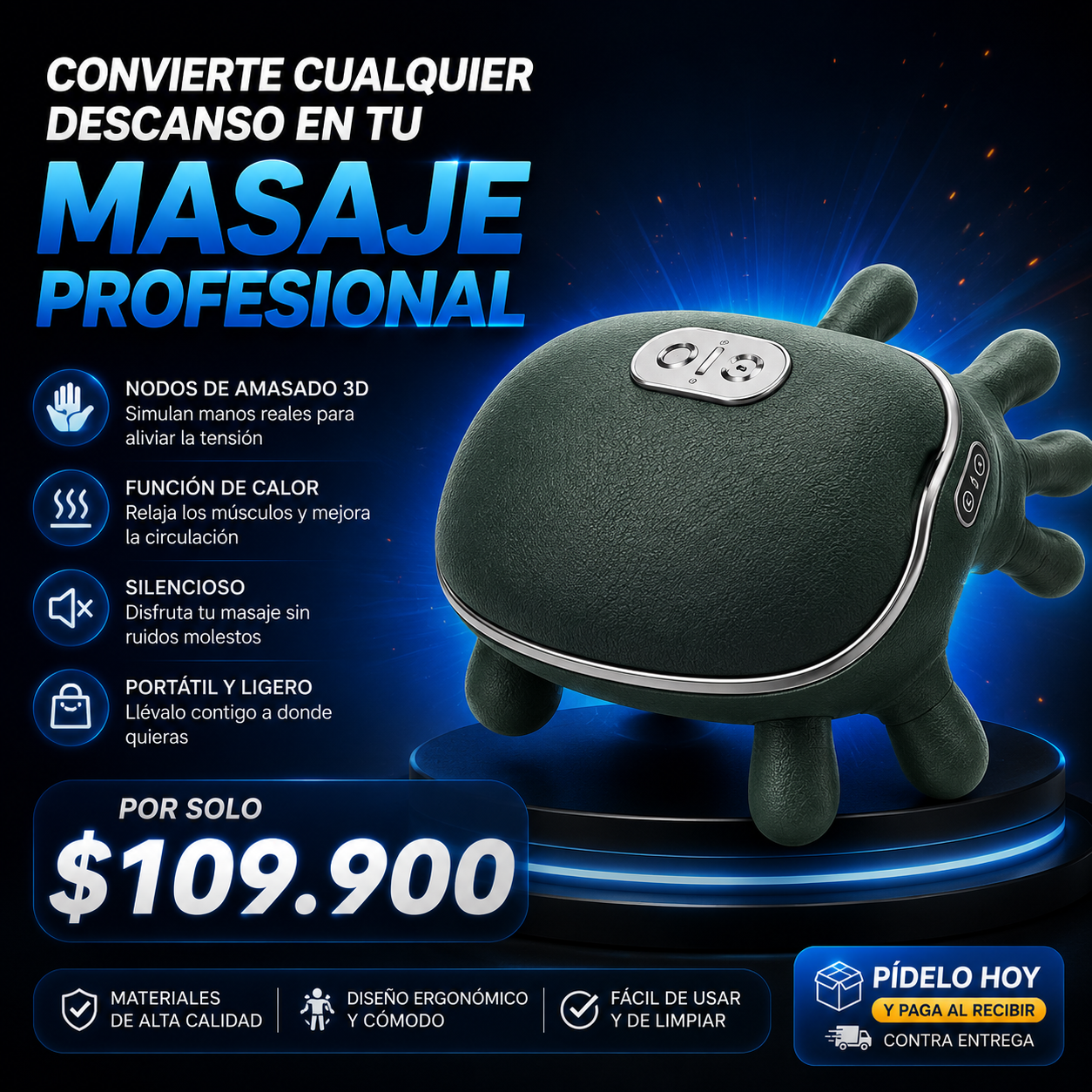 Masaje profundo con efecto manos reales - Masajeador Cervical
