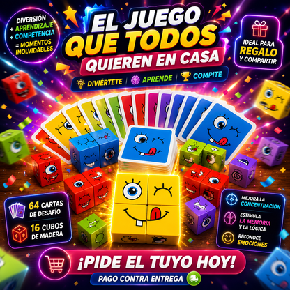 🧩 Juego Didáctico - Cubos Mágicos de Caritas, Juego de Velocidad Mental
