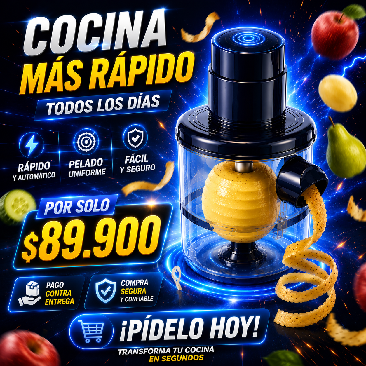 Pelador Eléctrico Automático de Frutas y Verduras